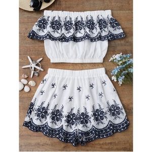 Two piece embroidered outfit